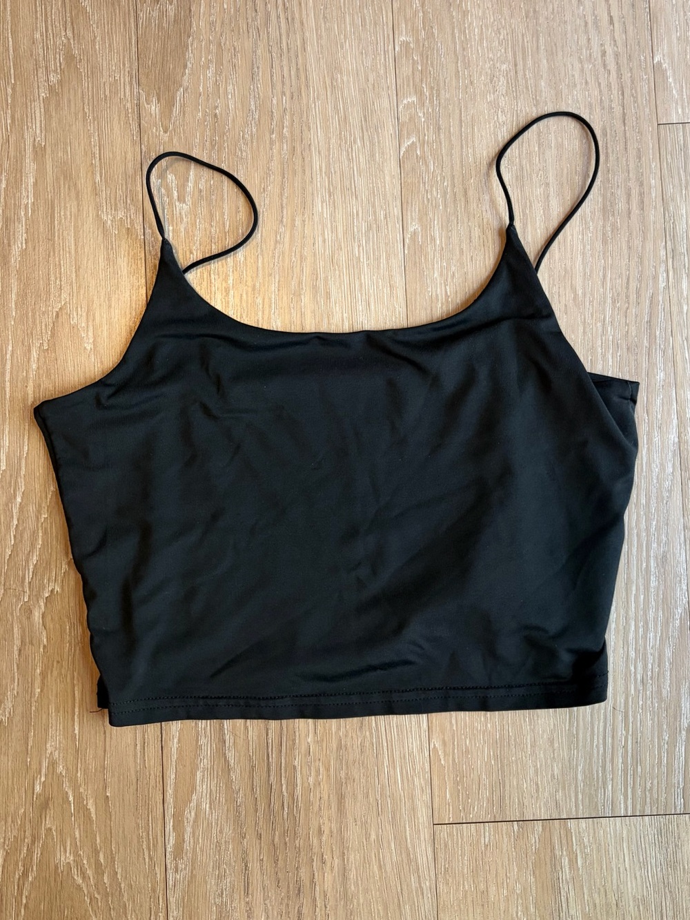 Black Spaghetti Strap Crop Tank Top